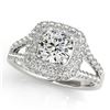Image 2 : 1.72 CTW Certified VS/SI Diamond 2Pc Wedding Set Solitaire Halo 14K White Gold - REF-243H5A - 30906
