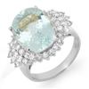 9.25 CTW Aquamarine & Diamond Ring 18K White Gold - REF-209K5W - 14515