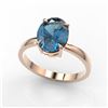 Image 2 : 3.50 CTW London Blue Topaz Designer Solitaire Ring 14K Rose Gold - REF-24M5H - 22068