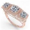 Image 2 : 2 CTW Past Present Future VS/SI Cushion Cut Diamond Ring Deco 18K Rose Gold - REF-481W6F - 36071