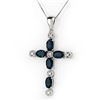 3.15 CTW Blue Sapphire & Diamond Necklace 10K White Gold - REF-33F6N - 10492