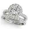 2.04 CTW Certified VS/SI Diamond 2Pc Wedding Set Solitaire Halo 14K White Gold - REF-253X6T - 30750