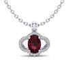 Image 1 : 2 CTW Garnet & Micro Pave VS/SI Diamond Necklace 10K White Gold - REF-29T6M - 20633