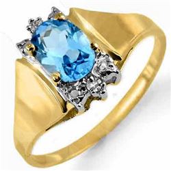 1.03 CTW Blue Topaz & Diamond Ring 10K Yellow Gold - REF-14W9F - 12968