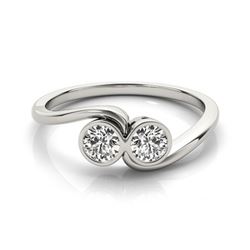 0.5 CTW Certified VS/SI Diamond 2 Stone Ring 18K White Gold - REF-82H4A - 28245