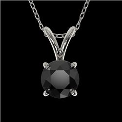 0.50 CTW Fancy Black VS Diamond Solitaire Necklace 10K White Gold - REF-16H5A - 33156
