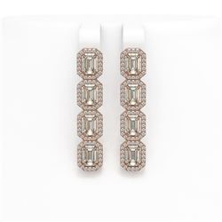 6.08 CTW Emerald Cut Diamond Designer Earrings 18K Rose Gold - REF-1302T9M - 42756