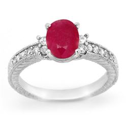 2.31 CTW Ruby & Diamond Ring 14K White Gold - REF-52X5T - 13844