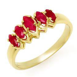 0.50 CTW Ruby Ring 10K Yellow Gold - REF-15Y5K - 13134