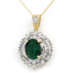 5.35 CTW Emerald & Diamond Pendant 14K Yellow Gold - REF-180M2H - 13008