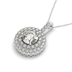 2.5 CTW Certified VS/SI Diamond Solitaire Halo Necklace 14K White Gold - REF-508Y6K - 30253