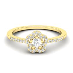 0.35 CTW Micro Pave VS/SI Diamond Ring Moon Halo In 10K Yellow Gold - REF-27T5M - 21415