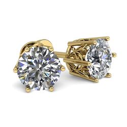 0.50 CTW VS/SI Diamond Stud Solitaire Earrings 18K Yellow Gold - REF-58M2H - 35815