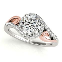 0.75 CTW Certified VS/SI Diamond Solitaire Halo Ring 18K White & Rose Gold - REF-121K5W - 26850