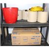 Image 1 : 11 ROLLS OF PAPER TOWEL, EXTENSION CORD AND PAIL