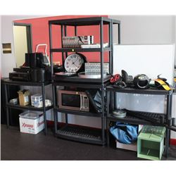 LOT OF 4 PLASTIC SHELVING UNITS