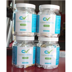 4 BOTTLES OF CLEAN VITAMINS MULTI-VITAMINS