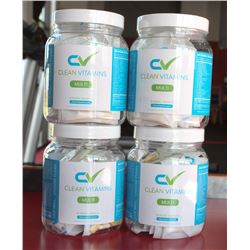 4 BOTTLES OF CLEAN VITAMINS MULTI-VITAMINS