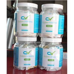 4 BOTTLES OF CLEAN VITAMINS MULTI-VITAMINS