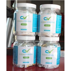 4 BOTTLES OF CLEAN VITAMINS MULTI-VITAMINS
