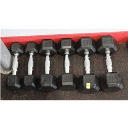 3 PAIRS OF DUMBBELLS, 2-5LB, 2-8LB, 2-10LB