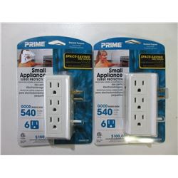 2 New Prime Space saving side outlets / small appliance surge protectors
