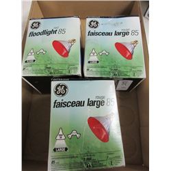 3 New GE Floodlight 85 Great for Chrismas lighting / red