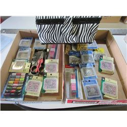 2 Flats full of Sewing Items including Storage Basket / wow huge Value