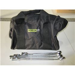 Tool Bag and 4 Large Wrenches 13/16 - 1 inch