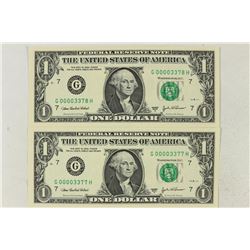 2-2003-A $1 FRN'S LOW CONSECUTIVE SERIAL 'S UNC