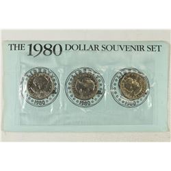 1980 P/D/S SBA DOLLAR SOUVENIR SET WITH ENVELOPE