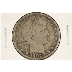 1907-D BARBER HALF DOLLAR WITH GRAFFITI