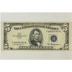 1953-A $5 SILVER CERTIFICATE BLUE SEAL