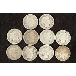 10 ASSORTED BARBER DIMES