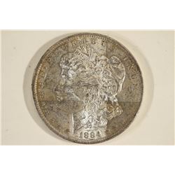 1884-O MORGAN SILVER DOLLAR AU