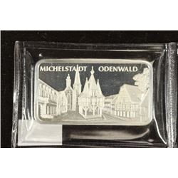 1 TROY OZ .999 FINE SILVER PROOF BAR MICHELSTADT