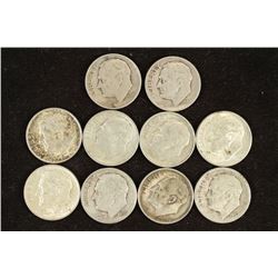 10 ASSORTED SILVER ROOSEVELT DIMES