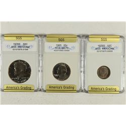 1975-S ROOSEVELT DIME,1965 WASHINGTON QUARTER,