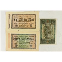 GERMAN 1920-10 MARK, 1923-20,000 MARKS AND 1923