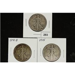 1940,41-D & 45 WALKING LIBERTY HALF DOLLARS