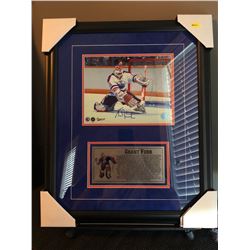 FRAMED 16X20 GRANT FUHR AUTOGRAPHED PHOTO W/4X8 CUSTOM SUBLIMATED NAME PLATE COA INCLUDED