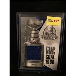 WAYNE GRETZKY 2014 ITGAME WORN JERSEY CARD-SILVER VERSION-LORD STANLEY'S MUG