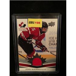 JOHN QUENNEVILLE 2014 UD TEAM CANADA JUNIORS GAME WORN JERSEY CARD