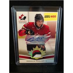 DERRICK POULIOT 2014 UD TEAM CANADA JUNIORS AUTOGRAPH & GAME WORN JERSEY 134/199