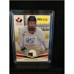 HAYDN FLEURY 2014 UD TEAM CANADA JUNIORS AUTOGRAPH & GAME WORN JERSEY 098/199