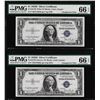 Image 1 : Changeover Pair of 1935D $1 Silver Certificate Notes PMG Gem Uncirculated 66EPQ