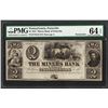 Image 1 : 1841 $2 Miners Bank of Pottsville, PA Obsolete Note PMG Choice Uncirculated 64EP