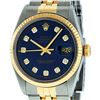 Image 2 : Rolex Mens Two Tone 14K Blue Diamond 36MM Datejust Wriswatch