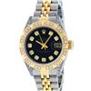 Image 2 : Rolex Ladies Two Tone 14K Black Diamond & Pyramid Diamond Datejust Wriswatch