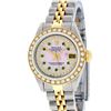 Image 2 : Rolex Ladies Two Tone 14K Pink MOP Emerald String Diamond Datejust Watch